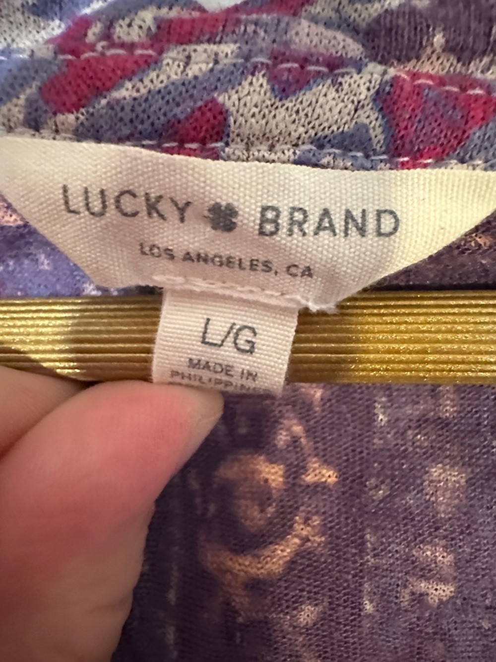 Lucky Brand Boho Floral Border Print Blouse Purple Short Sleeve Top - Picture 2 of 4